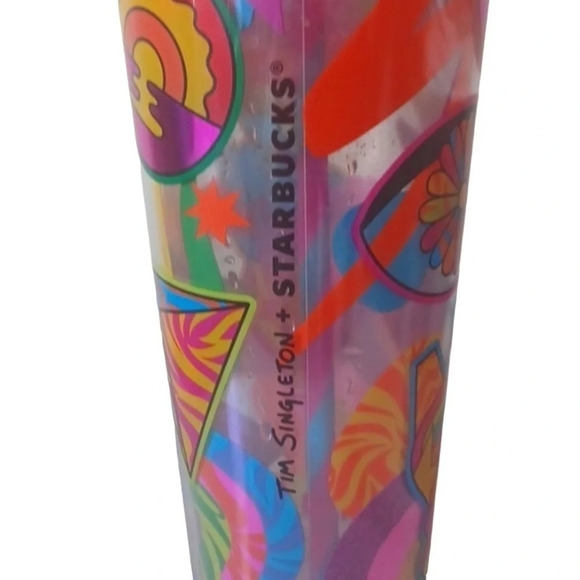 STARBUCKS + TIM SINGLETON + PRIDE Rare Limited Edition Tumbler Cup & Straw NWT - Picture 2 of 3